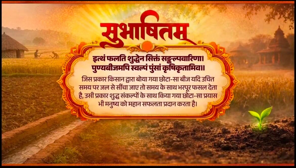 प्रधानमंत्री श्री नरेन्द्र मोदी ने एक संस्कृत सुभाषितम् साझा किया और त्योहारों के अवसर पर किसानों के प्रति आभार व्यक्त किया