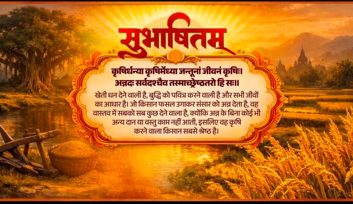 प्रधानमंत्री श्री नरेन्द्र मोदी ने कृषि और किसानों के महत्व को दर्शाते हुए एक संस्कृत सुभाषितम् साझा किया