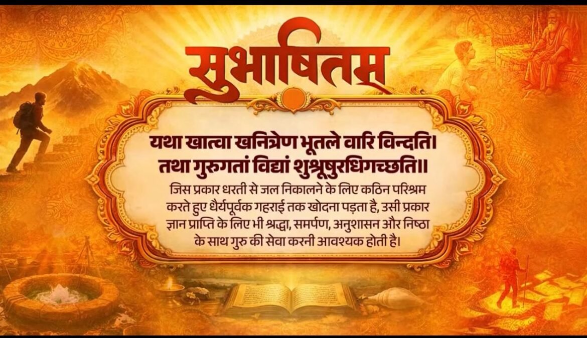 प्रधानमंत्री ने संस्कृत सुभाषितम को साझा किया जिसमें इस बात पर जोर दिया गया है कि केवल गुरु की समर्पित सेवा से ही ज्ञान प्राप्त किया जा सकता है