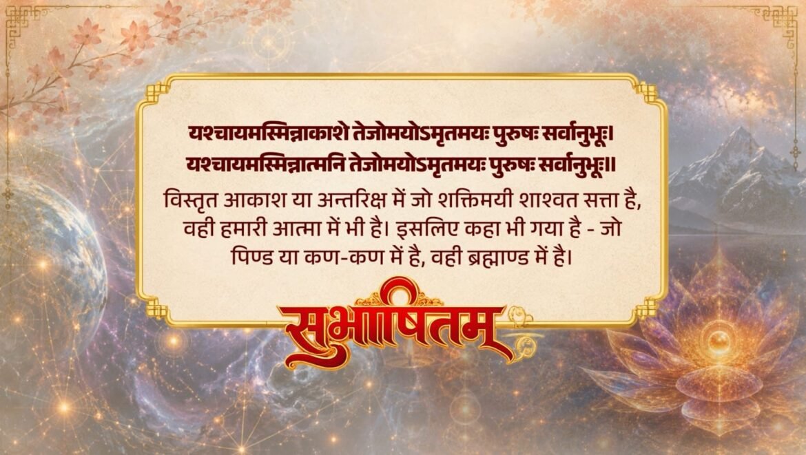 प्रधानमंत्री ने एक संस्कृत सुभाषित साझा करते हुए जीवात्मा और परम चेतना के बीच के गहरे आध्यात्मिक एवं ब्रह्मांडीय संबंध को रेखांकित किया